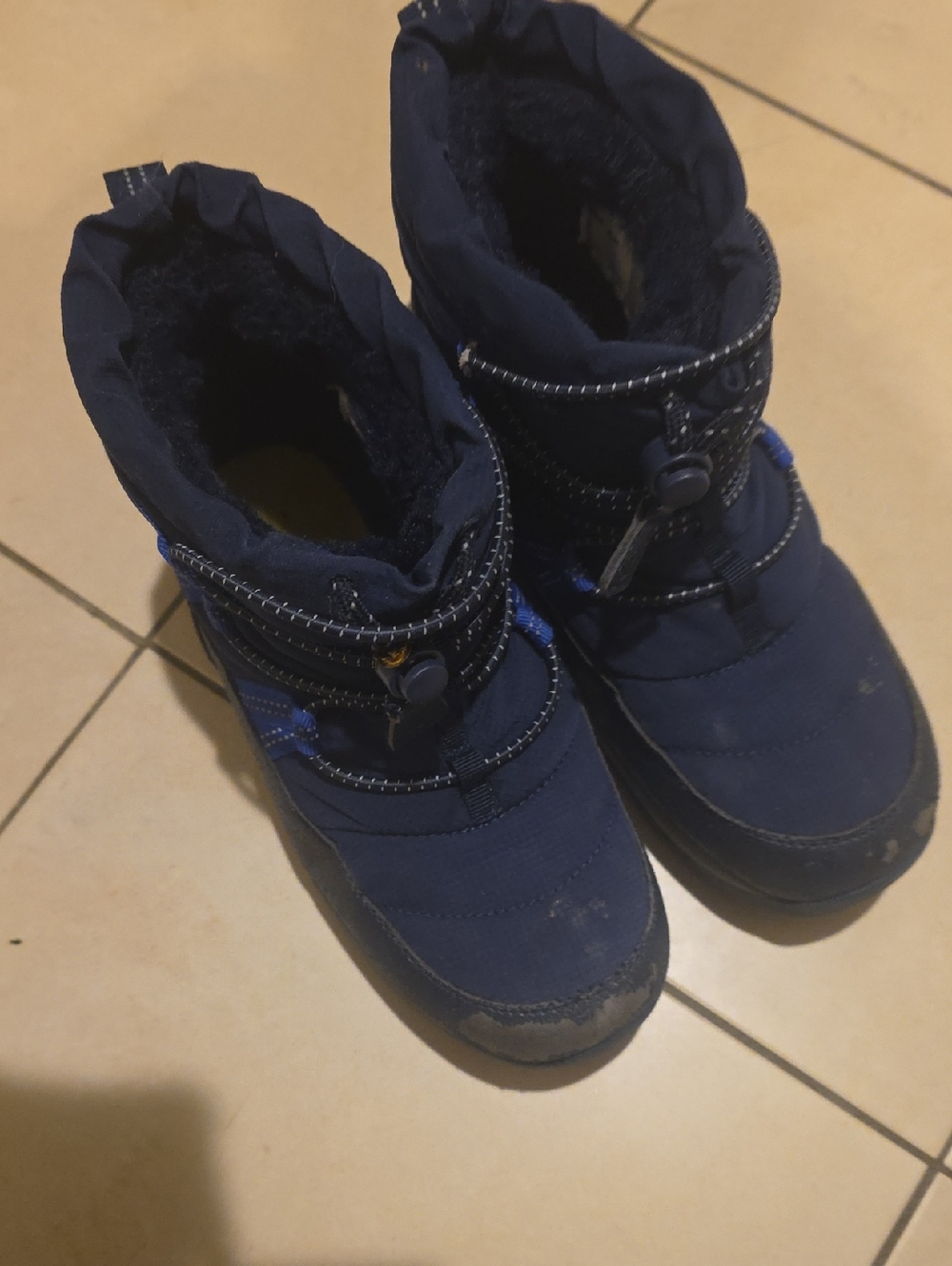 Lands End Kids Navy Winter Snow Boots - Insulated Slip-On